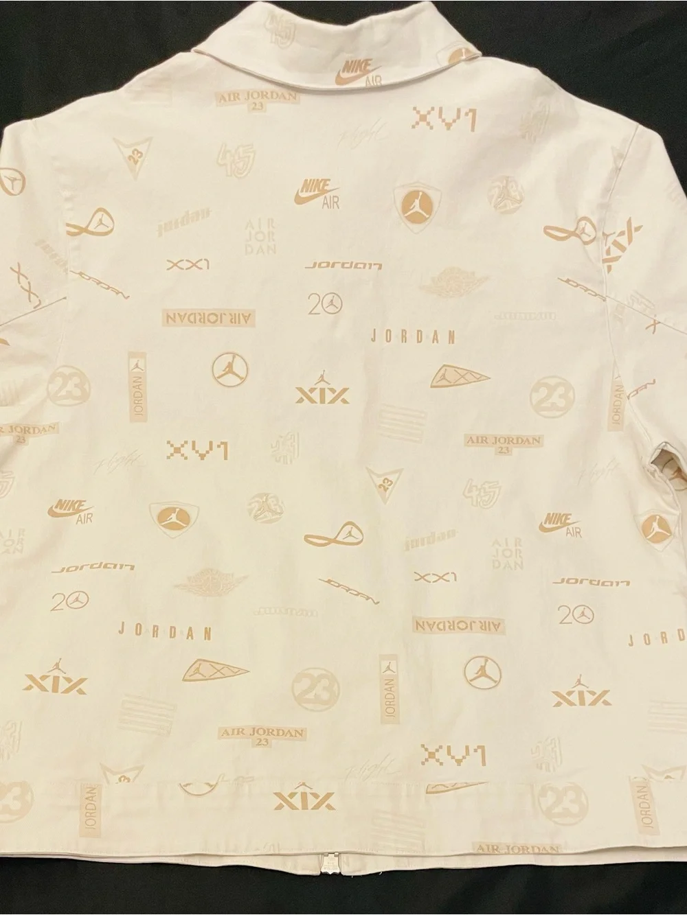 Jordan Flight Heritage Jacket XL All Over Print Zip Vintage Beige 98% Cotton